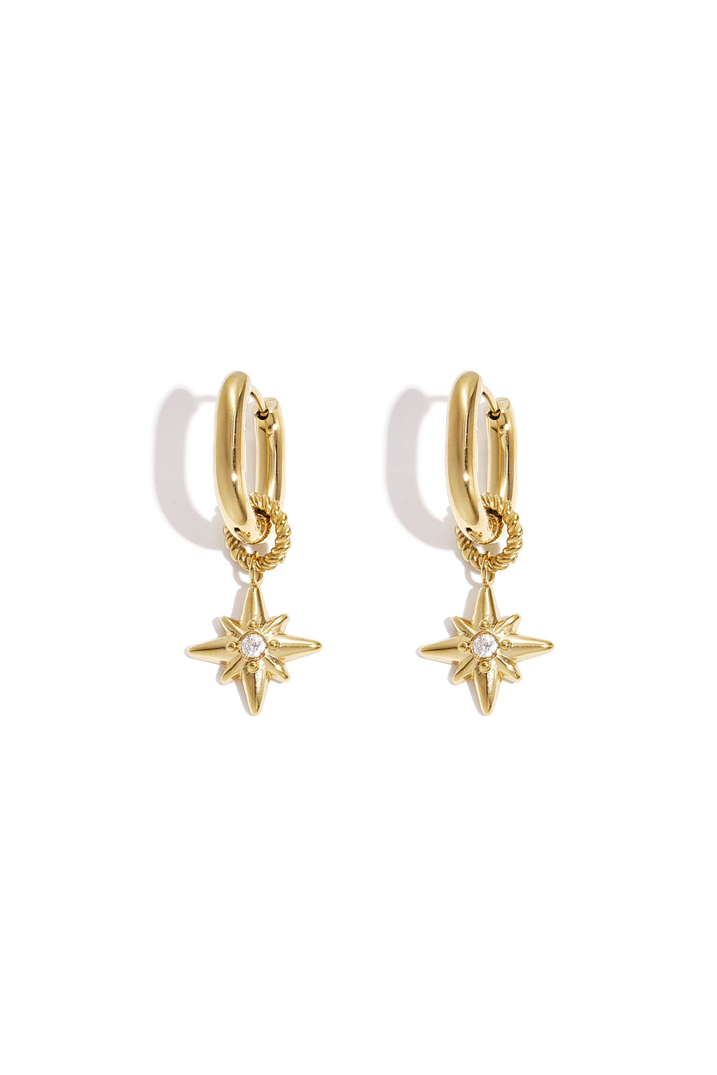 Earrings with shooting star on a small ring