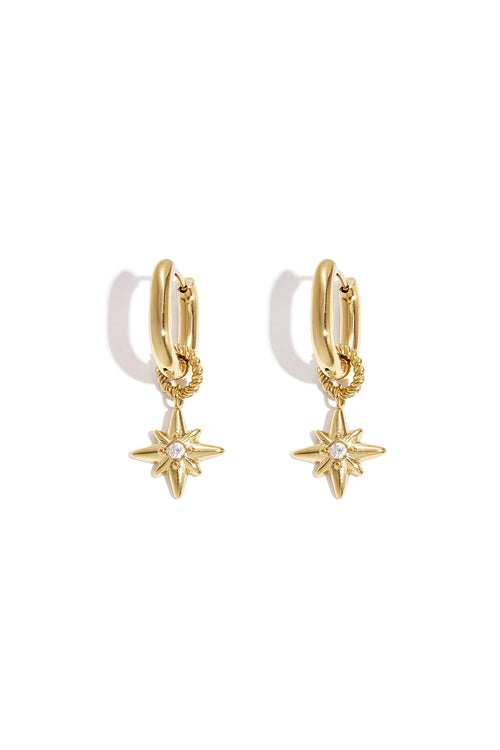 Earrings with shooting star on a small ring