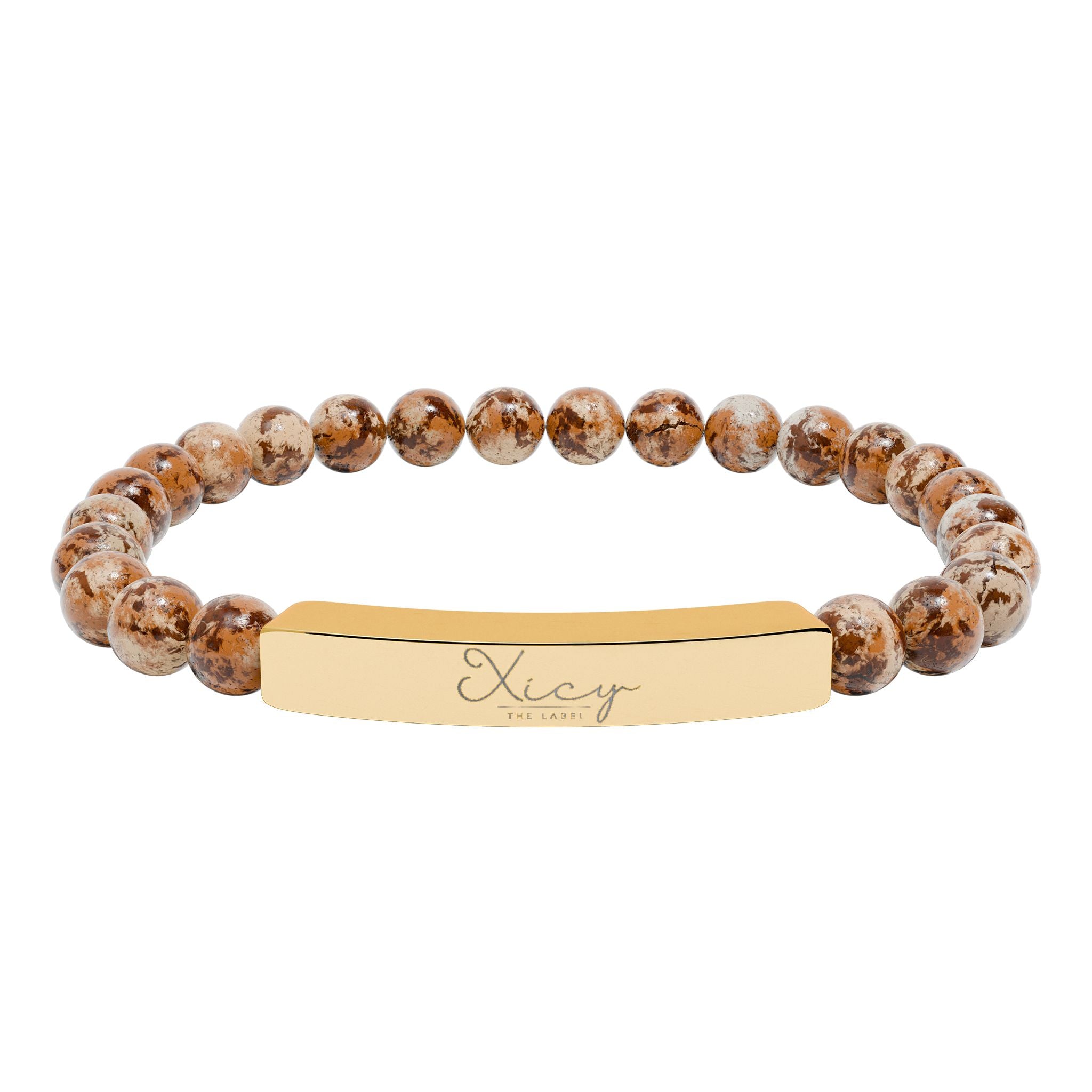 Natural Stone Stretch Bar Bracelet (Engraving)