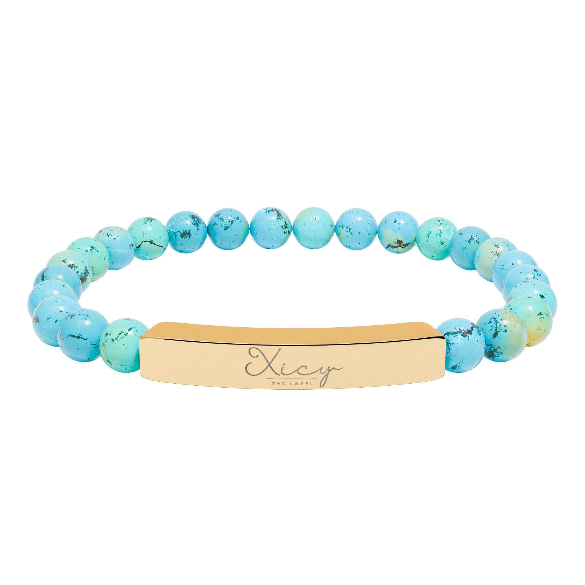 Natural Stone Stretch Bar Bracelet (Engraving)