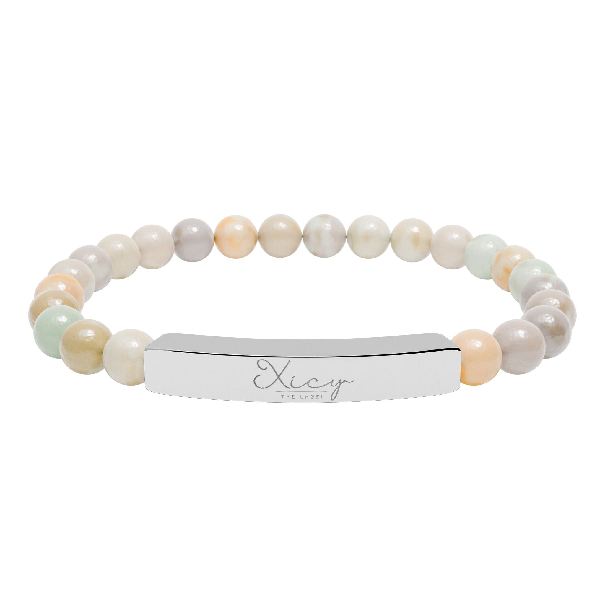 Natural Stone Stretch Bar Bracelet (Engraving)