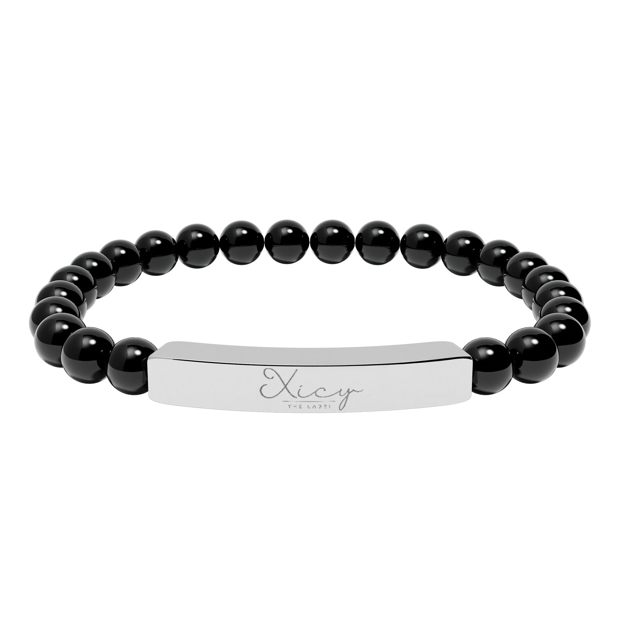 Natural Stone Stretch Bar Bracelet (Engraving)