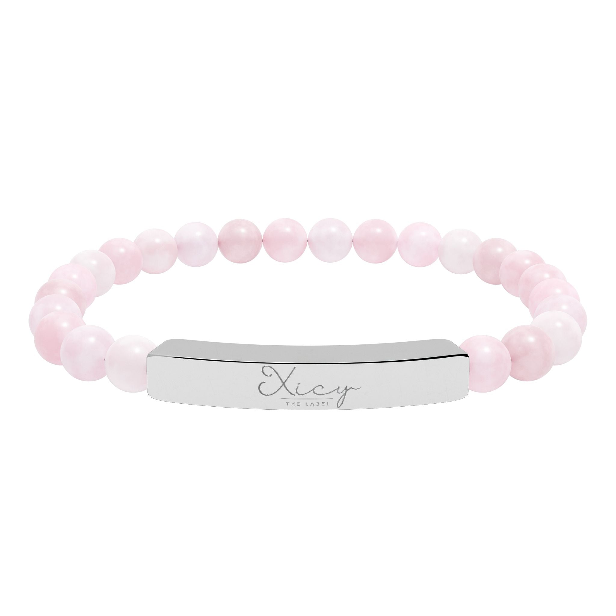 Natural Stone Stretch Bar Bracelet (Engraving)