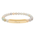 Natural Stone Stretch Bar Bracelet (Engraving)