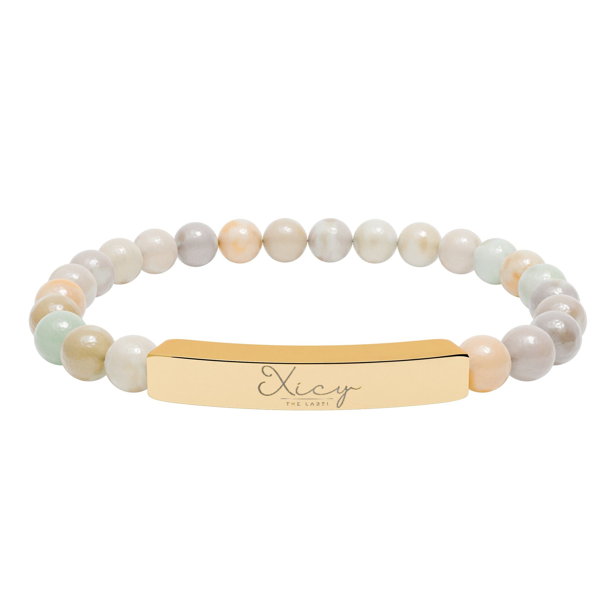 Natural Stone Stretch Bar Bracelet (Engraving)