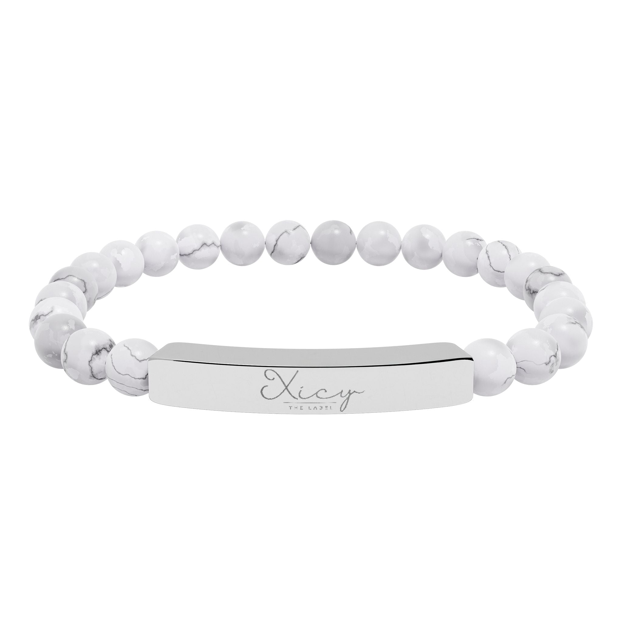 Natural Stone Stretch Bar Bracelet (Engraving)