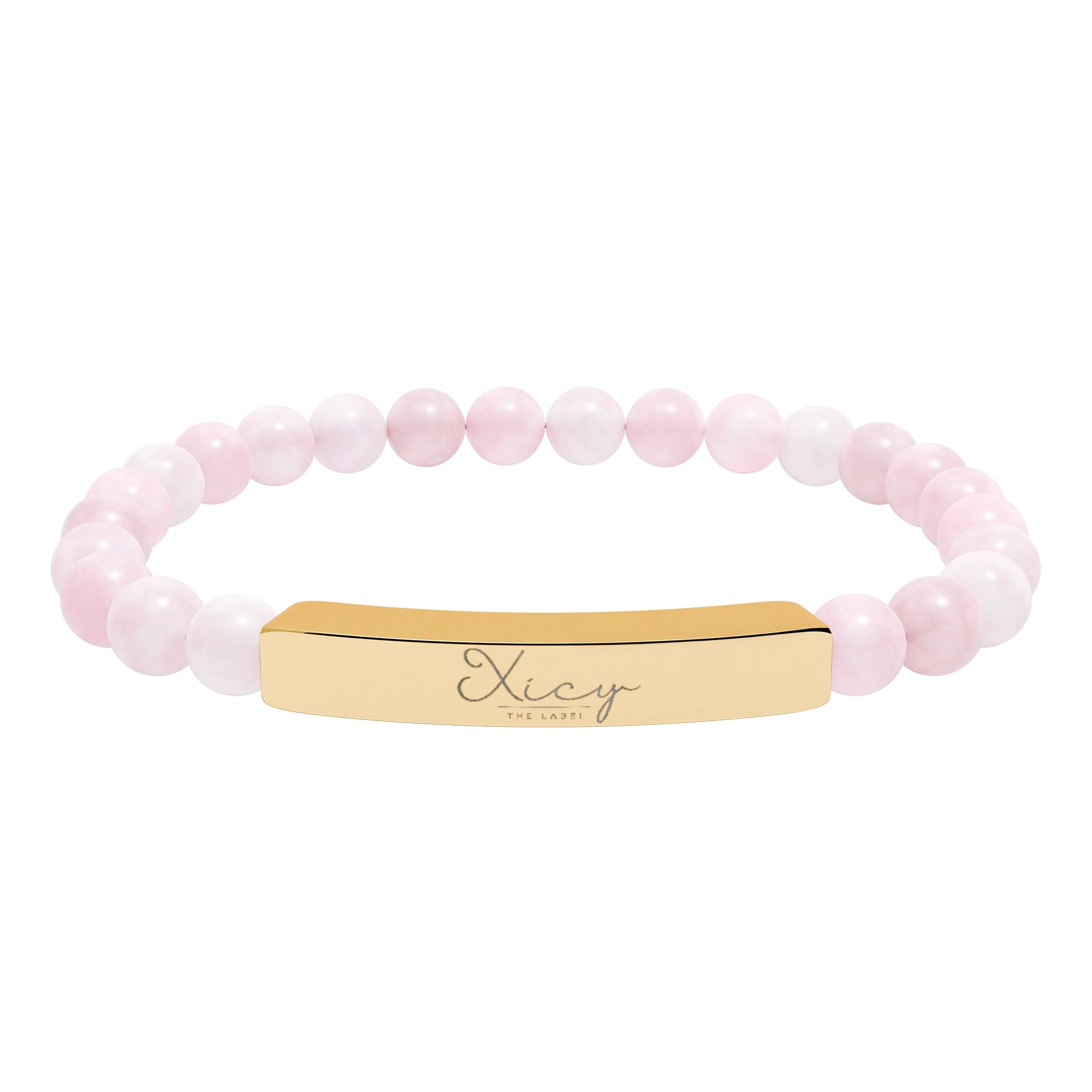 Natural Stone Stretch Bar Bracelet (Engraving)