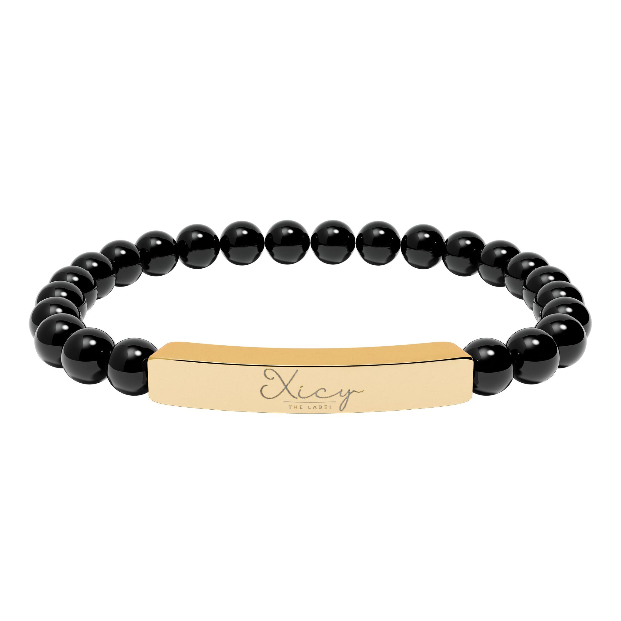 Natural Stone Stretch Bar Bracelet (Engraving)