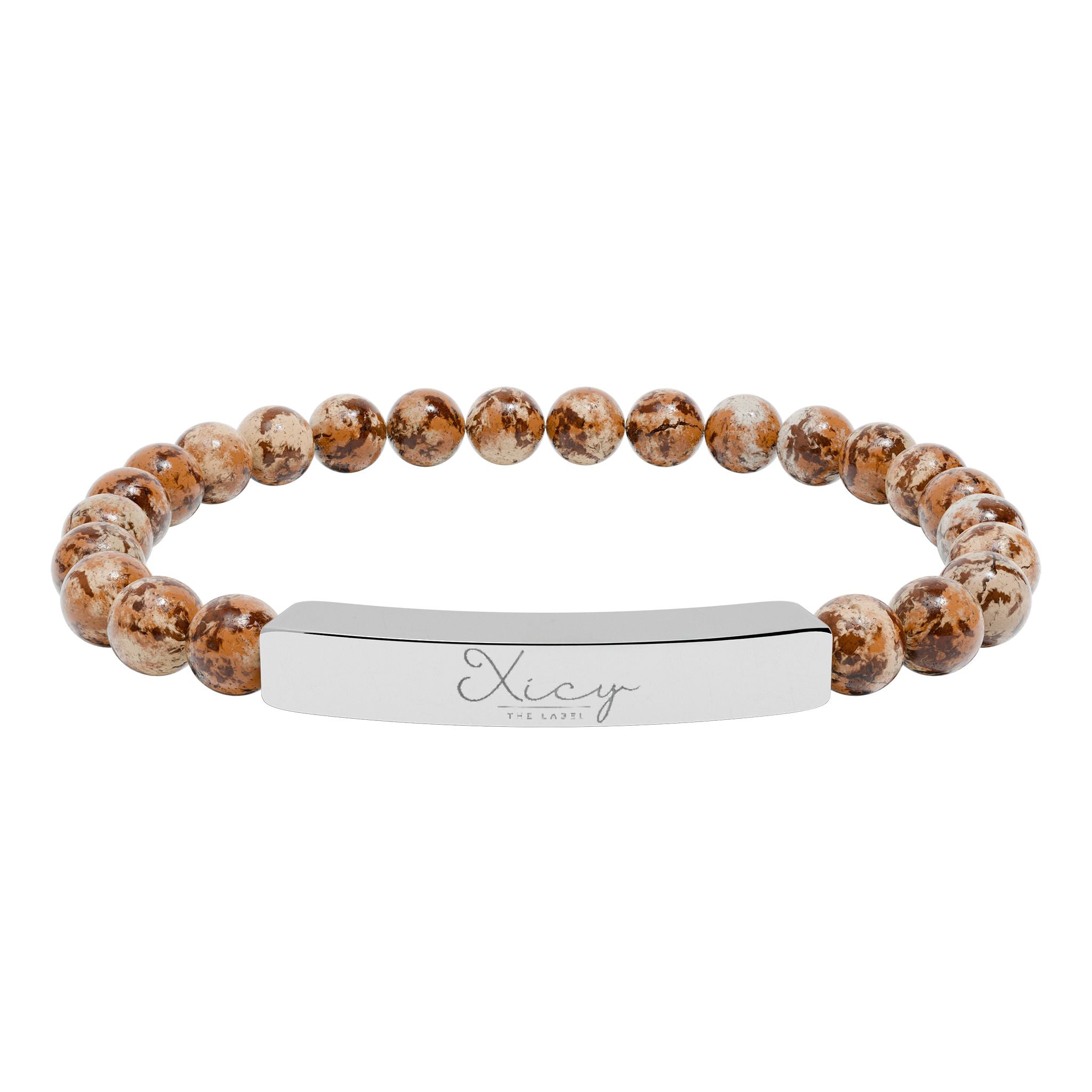 Natural Stone Stretch Bar Bracelet (Engraving)