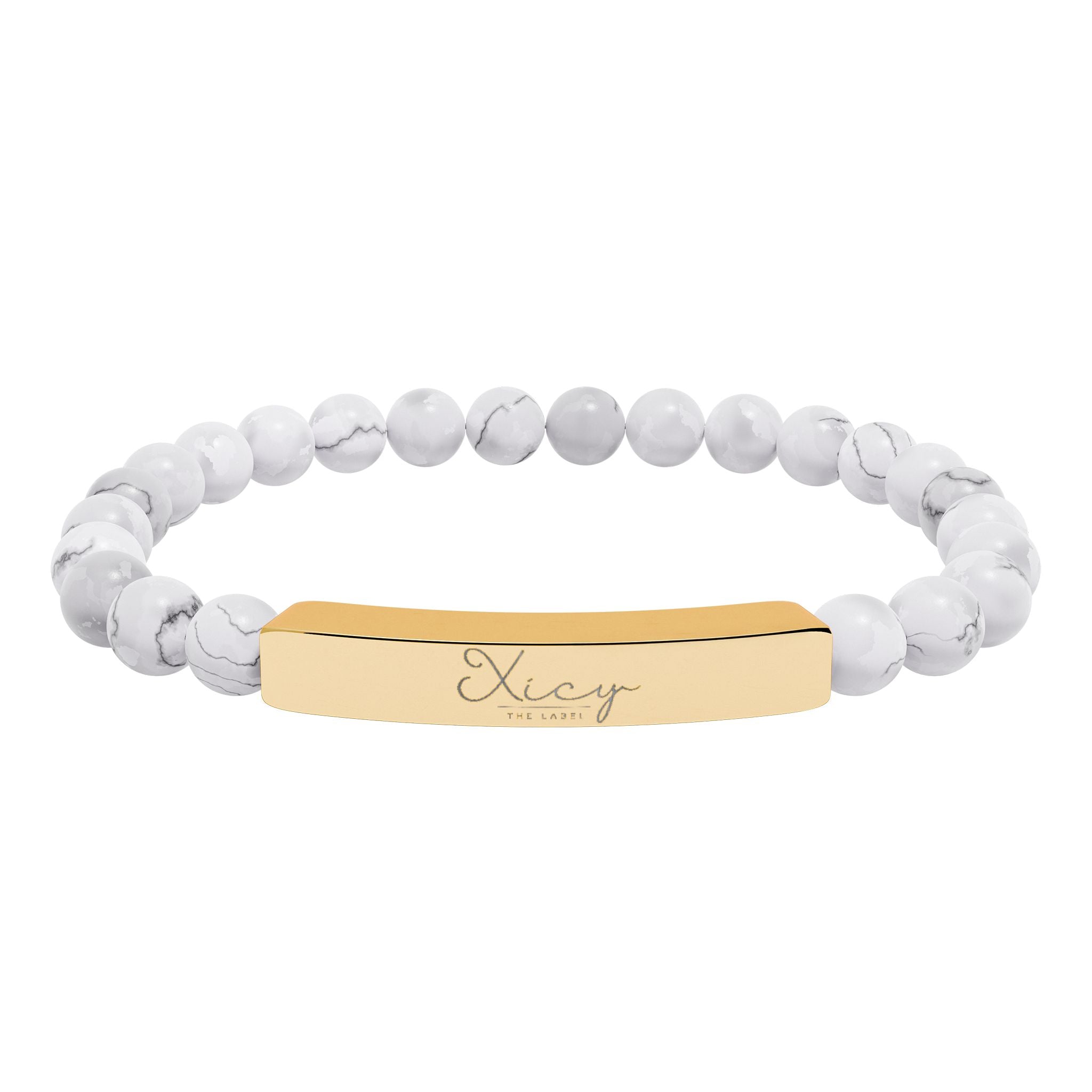 Natural Stone Stretch Bar Bracelet (Engraving)