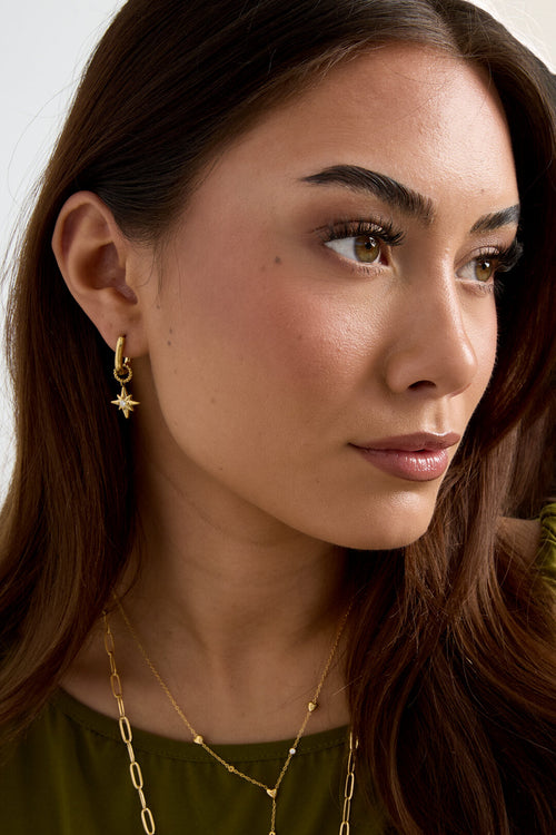 Earrings with shooting star on a small ring